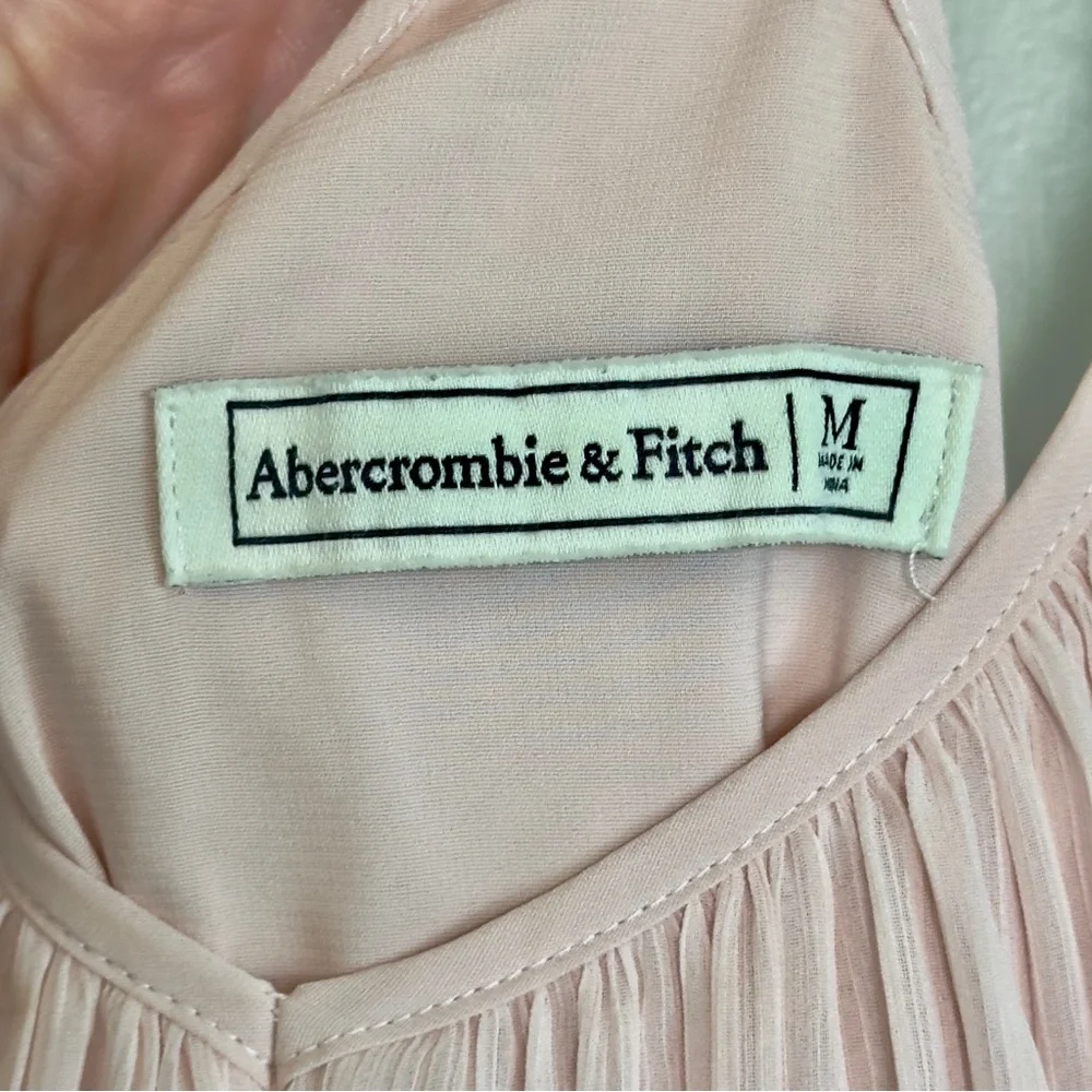 Abercrombie & Fitch Pleated Mini Dress Pink Strap Dress Size Medium - Picture 8 of 12